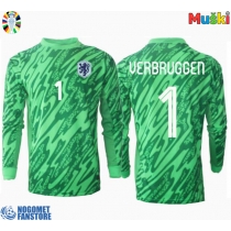 Nizozemska Bart Verbruggen #1 Golmanski Domaci Dres EP 2024 Dugi Rukav